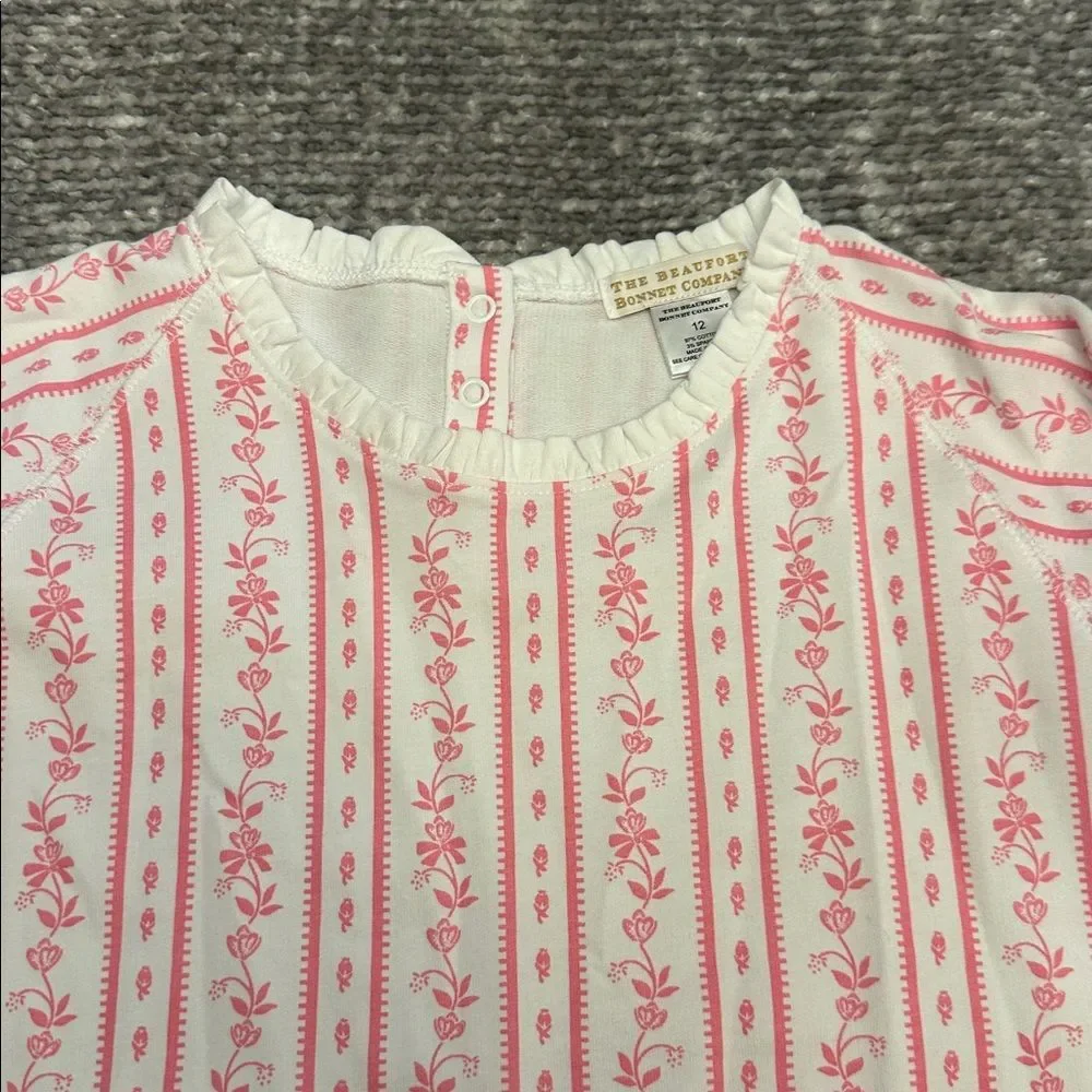 NWOT The Beaufort Bonnet Co. pink floral ruffle collar pullover top 12